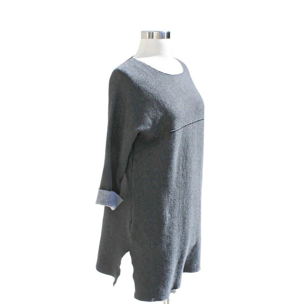 Tahari Women's Sweater Dress Solid Gray Size Medium